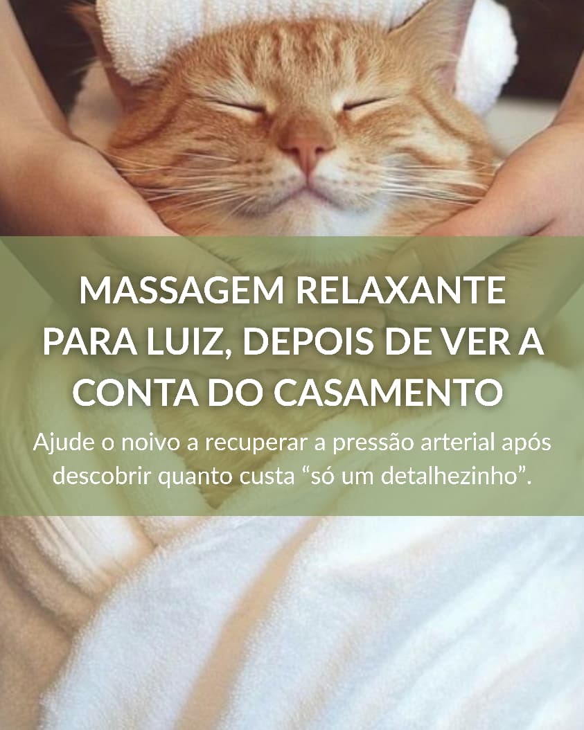 Massagem relaxante para Luiz depois de ver a conta do casamento