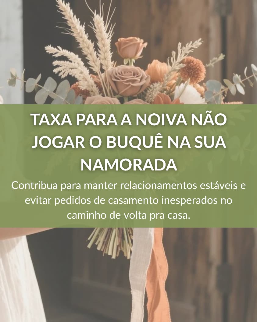 Taxa para a noiva não jogar o buquê na sua namorada